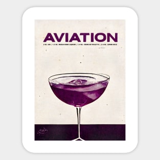 Aviation Cocktail Retro Poster Violet Glass Bar Prints, Vintage Drinks, Recipe, Wall Art Sticker